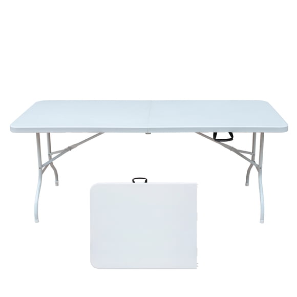 Cobear Folding Table 6ft Portable Plastic for Camping Picnics Parties High Load Bearing White