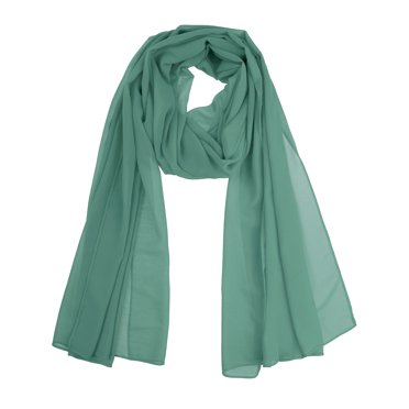 INSPIRE CHIC Women's Solid Chiffon Scarf Lightweight Soft Sheer Long Head Wrap Shawl Scarves Teal 68.9x27.6 inches