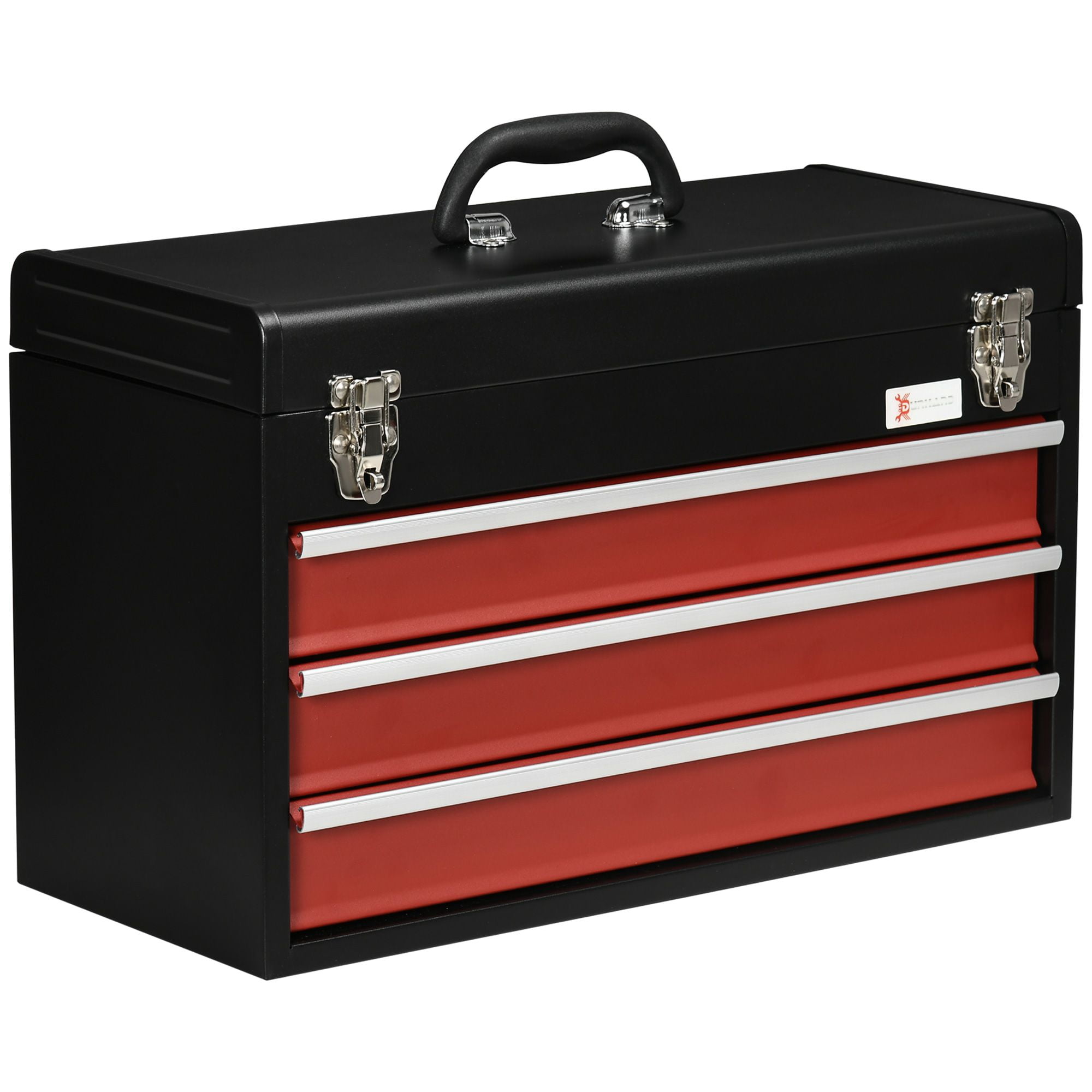 Metal Tool Box Portable Organizer Tool Chest with 3 Drawers Metal Latch Closure for Garage Household Warehouse