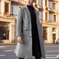 thumbnail image 1 of EGNMCR Jackets for Men Men's British Style Color Long Coat Fashionable Warm Woolen Overcoat, 1 of 8