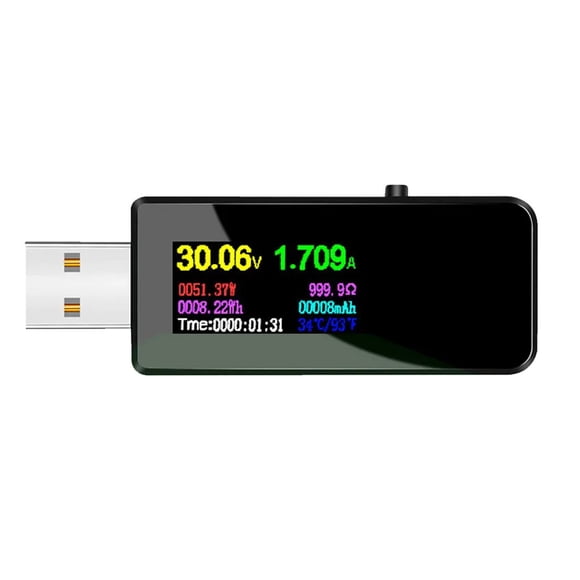 Riwcyla 13 in 1 USB Tester Current Voltage Indicator Color LCD Display USB Tester Electric Ammeter Meter Charge Digital Multimeter Voltmeter Wattmeter Portable High,Precision USB Tester