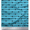 thumbnail image 1 of Soimoi Tissu Crêpe polyester Bleu à Rayures et Imprimés d'Insectes Coléoptères au Mètre 52 Pouces de Large, 1 of 1