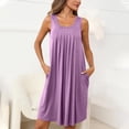 thumbnail image 3 of Dvkptbk Robe d'Été de Plage pour Femme 2024 Décontractée à Col Rond à Manches Courtes Robe Débardeur Mini Robes Fluide à Volants Boho Robe Soleil avec Poches P-2TG, 3 of 8