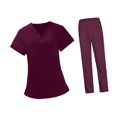 thumbnail image 1 of Bunblic Women's Scrub Set, V-Neck, Short Sleeve, Red, L, 1 of 8