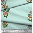 thumbnail image 3 of Soimoi Poly Georgette Fabric Leaves & Floral Block Printed Fabric 1 Yard 52 Inch Wide, 3 of 3