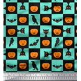 thumbnail image 1 of Soimoi Poly Georgette Fabric Pumpkin,Cat & Bat Halloween Print Fabric by Yard 42 Inch Wide, 1 of 3