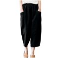 thumbnail image 1 of Mode Femmes Été Décontracté en Vrac Coton et Lin Poche Pantalon Solide Pantalons, 1 of 8