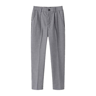 PMVFHDE Pantalon Garçon Pantalon Habillé à devant Plat pour Garçons Taille Ajustable Tenues d'École Pantalon Vêtements Garçon Gris,110