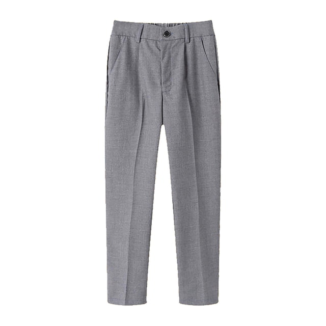 Boys Flat Front Dress Pants - Adjustable Waist, Zipper Fly - School Uniform Trousers - Polyester - 2-16 Years