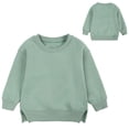 thumbnail image 2 of PMVFHDE Chandail à Col Rond pour Bébé Garçon Fille Couleur Unie Manches Longues Automne Printemps, Vert, 9-12 Mois, 2 of 5
