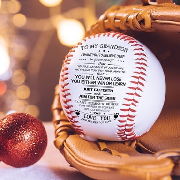 Cadeau de Baseball pour Petit-Fils de la Part des Grands-Parents - Baseball des Grands-Parents Sincères aux Petits-Fils avec Message Inspirant - Cadeau Parfait pour Anniversaire, Noël, Remise des Diplômes