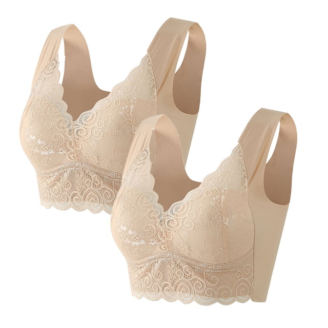 Timegard Bras for Women Plus Size Lace No Underwire Full-Coverage High Support Comfort Everyday Bras