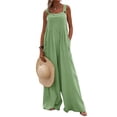 thumbnail image 4 of Kmbangi Women’s Casual Button Wide Leg Suspender Overalls with Pockets Fashion Solid Color Jumpsuit, 4 of 9