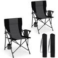 thumbnail image 1 of Costway 2 PCS Folding Camping Chair for Adults Portable Lawn Chair with Cup Holder & Side Pocket, 1 of 9
