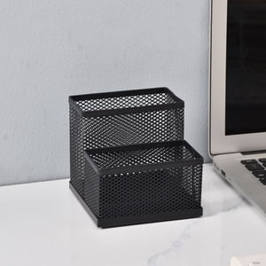 Roiihwy Organisateurs de bureau Porte stylo pour bureau, 2 Compartiments Black Mesh Stylo de stockage pour accessoires de bureau , Noir