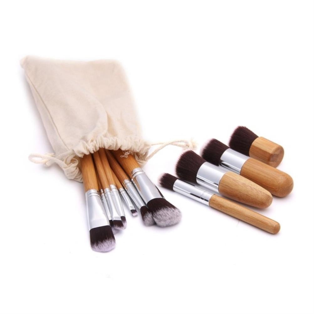 Cosmetics Brushes Kit Natural Bamboo Make Up Brushes Set Makeup Brush Natural Bamboo Make Up Brushes Set Soft Powder Cream Cosmetics Brushes Kit