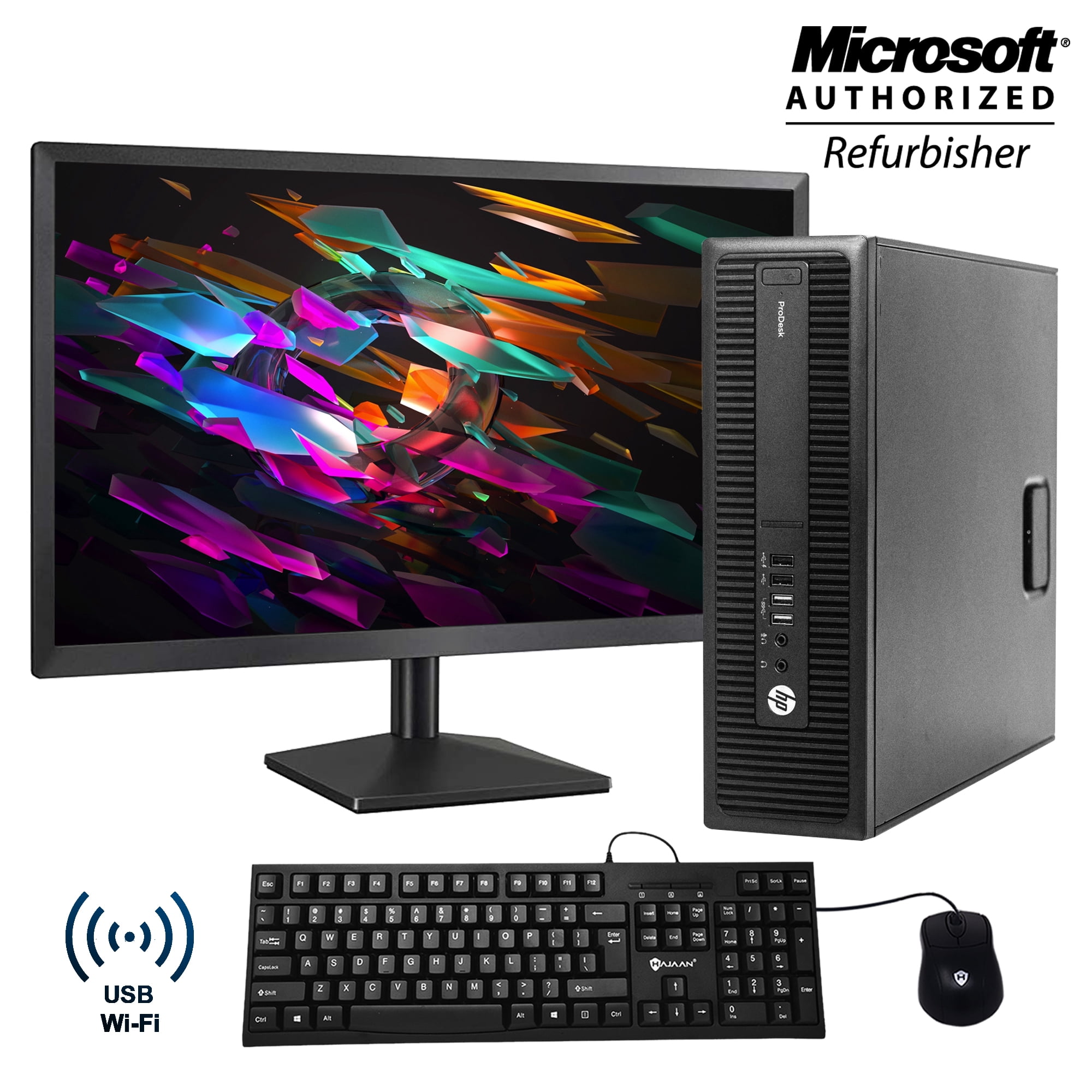 HP ProDesk 600 G2 SFF Desktop Computer with New 20 inch monitor Intel Core i5 6500@3.4GHz 16GB DDR3 RAM 512GB SSD Windows 10 Home Keyboard and Mice WiFi Refurbished