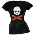 thumbnail image 1 of Bacon Skull And Crossbones Black Soft Juniors T-Shirt, 1 of 1