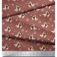 thumbnail image 3 of Soimoi Brown Satin Silk Fabric Bird,Paw & Cocker Spaniel Dog Printed Fabric 1 Yard 42 Inch Wide, 3 of 3