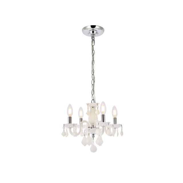 Elegant Lighting Rococo 15" 4 Light Royal Crystal Chandelier in White