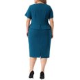 thumbnail image 3 of GRACE & GRANDEUR Robe Fourreau Crayon Moulante Formelle de Travail à Manches Courtes pour Femme Grande Taille Bleu Lac 3X, 3 of 5