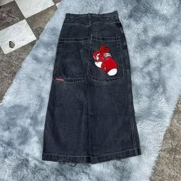 JNCO Jeans New Harajuku Hip Hop Retro Skull Graphic Embroidered