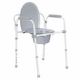 thumbnail image 1 of Chaise de Commode 3 en 1 avec Hauteur Réglable à 7 Positions, Siège de Toilette Surélevé et Rails de Sécurité en Aluminium, Supporte 300 Lb, 1 of 9