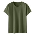 thumbnail image 3 of LNGOOR Économies d'Été! Hauts d'Été Grande Taille pour Femmes 2024 Mode Décontractée Col Rond Manches Courtes T-Shirts Coupe Ample Blouse Rouge P, 3 of 5