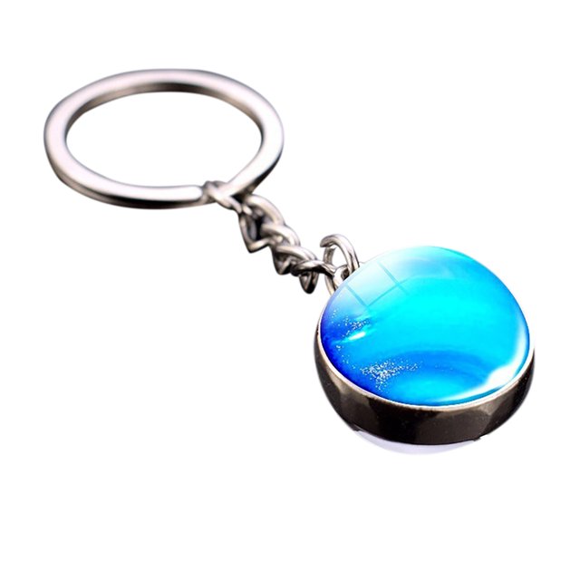 Glass Ball Keychain Luminous Double-sided Planetary Key Ring Bag Charm for Girls