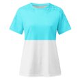 thumbnail image 1 of TopLLC Women's Short Sleeve Plus Size Tops Crewneck T Shirt Loose Fit Lace Stitching Shirts Solid Hollow Out Ruffle Tunic Tops, 1 of 5