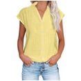 thumbnail image 2 of QIPOPIQ Womens Casual Short Sleeve Button Down Shirts V Neck Collared Shirt Tops Blouses with Pockets Clearance, 2 of 6
