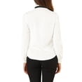 thumbnail image 3 of INSPIRE CHIC Women's Work Office Top Blouse Ruffle Neck Long Sleeve Ribbon Button Down Shirt, 3 of 6