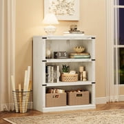 3 Tier Bookcase, Farmhouse Book Shelf with Storage Open Display Bookshelves, 40" Low Book Case Wooden 3 Shelf Bookcase Home Decor Furniture for Home Office, Living Room, Bed Room White