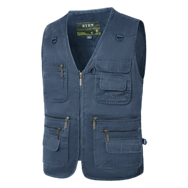 Mens Outdoor Vest Leisure Jacket Lightweight Vest With Zip Many Pockets