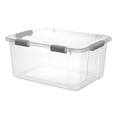 thumbnail image 1 of Bac de rangement à charnière Sterilite 57 L, bac transparent à loquet avec ouverture facile et poignées confortables, Gris, 1 of 8