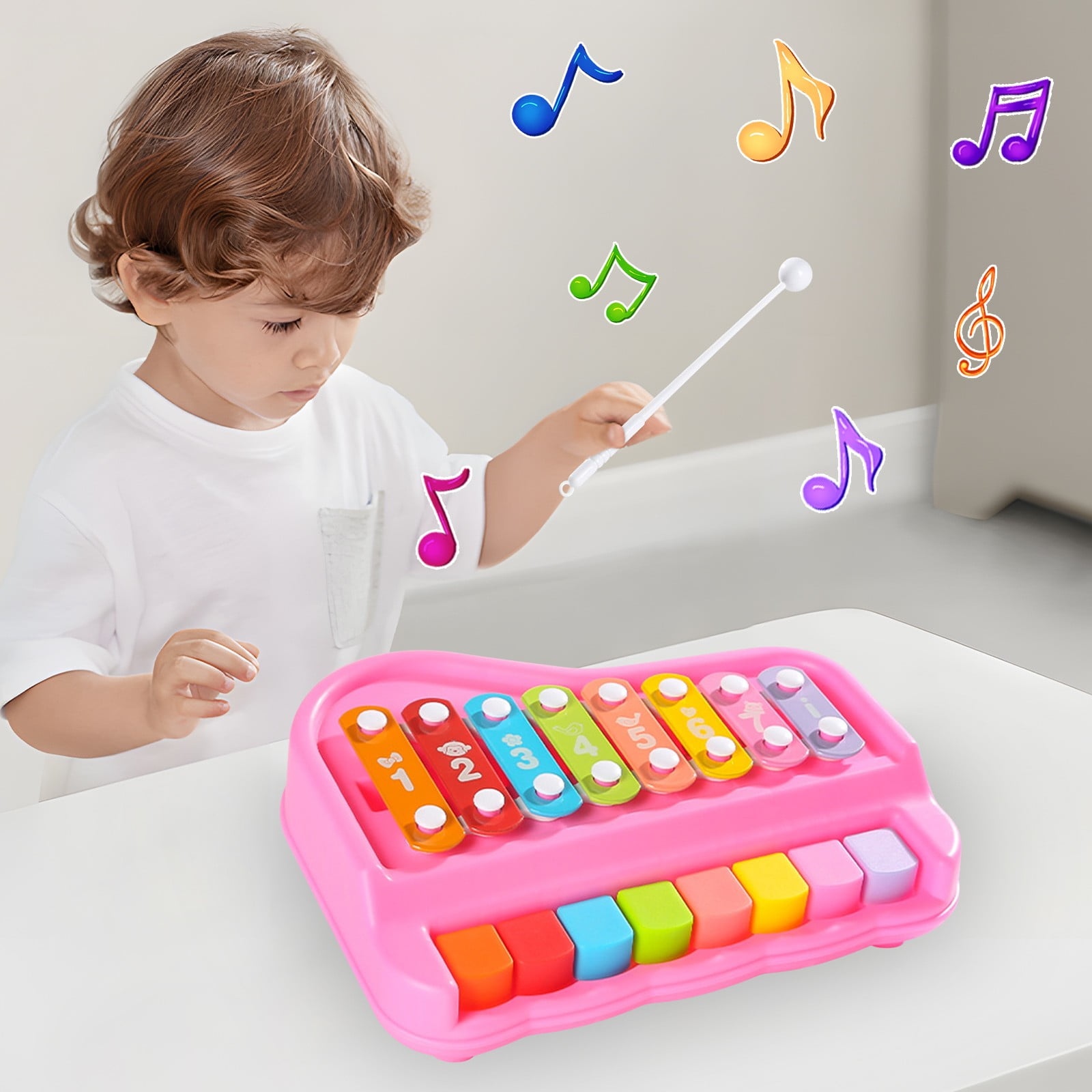 Milaget Jouet Xylophone Tambour Instruments Montessori Ensemble de Jouets pour Garçons Filles Fête