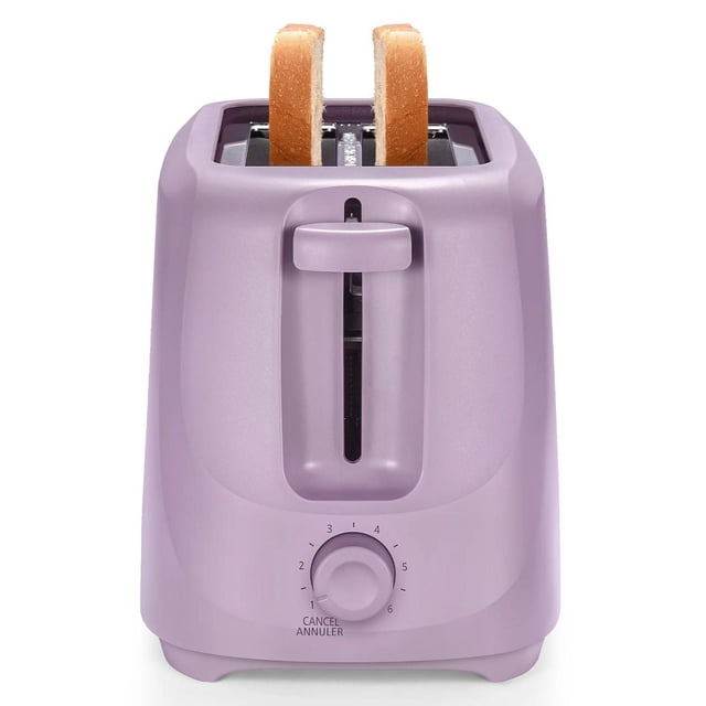 Mainstays 2-Slice Toaster with 6 Shade Settings and Removable Crumb Tray, Purple