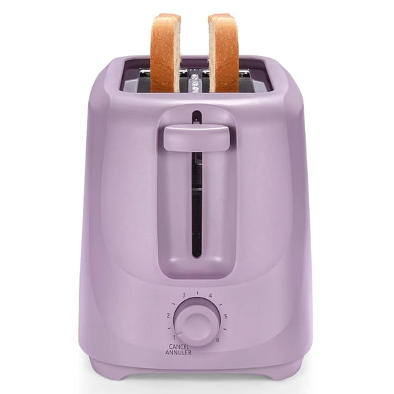 Mainstays 2-Slice Toaster with 6 Shade Settings and Removable Crumb Tray, Purple