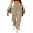 thumbnail image 2 of Timegard Cargo Pants for Women High Waist Straight Leg Active Hiking Outdoor Pants Fall Solid Color, 2 of 6