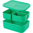 thumbnail image 2 of Silicone Bento Box with 3 Removable Compartments Portable Silicone Lunch Box Leakproof Bento Snack Box Food Grade Bento Lunch Box Dishwasher Safe for Kids Office School, 2 of 9