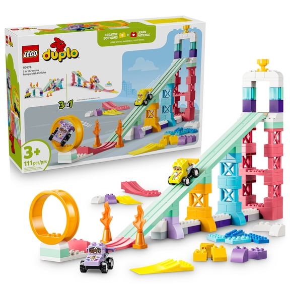 LEGO DUPLO Town 3 in 1 Creative Ramps with Vehicles - Building Toy for Boys & Girls, Ages 3+ - Fine Motor Toy for Toddlers - Gift for Birthdays - 10478