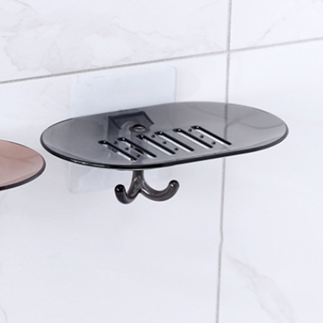 Oleegame 1PC Spoon And Lid Rest Bathroom Soap Dish Storage Holder Rack Soapbox Plate Tray Drain Gray