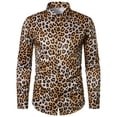 thumbnail image 2 of TIMIFIS Men's Dress Shirts Long Sleeve Leopard Button Up Shirts Party Prom Wedding Shirt-KhakiFall, 2 of 7