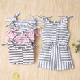 thumbnail image 1 of Combinaison Bébé Fille Sans Manches, Casual à Rayures Bowknot Ensemble Short Body, 1 of 5