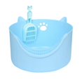 thumbnail image 1 of Open Top Cat Litter Box Litter Pans Cage Large Pan Portable Durable Potty Toilet Blue, 1 of 9