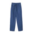 thumbnail image 1 of Timegard Pants for Women Elastic Waisted Drawstring Solid Color Crop Pants Casual Comfy Trousers Pockets, 1 of 2