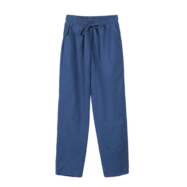 Timegard Pants for Women Elastic Waisted Drawstring Solid Color Crop Pants Casual Comfy Trousers Pockets