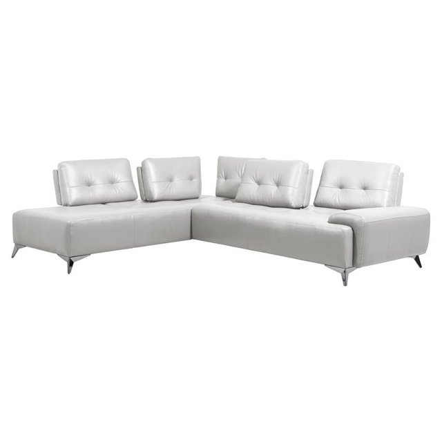 ACME Turano 2-Piece Leather Upholstered Sectional Sofa in Pearl White