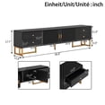 thumbnail image 2 of TV Cabinet, Low Panel with Textured Doors, TV Stand with Drawers, Gold Handles and Gold Legs, 2 of 10