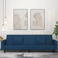 thumbnail image 1 of vidaXL 2-Seater Sofa Bed with Two Pillows Blue Velvet, 1 of 5